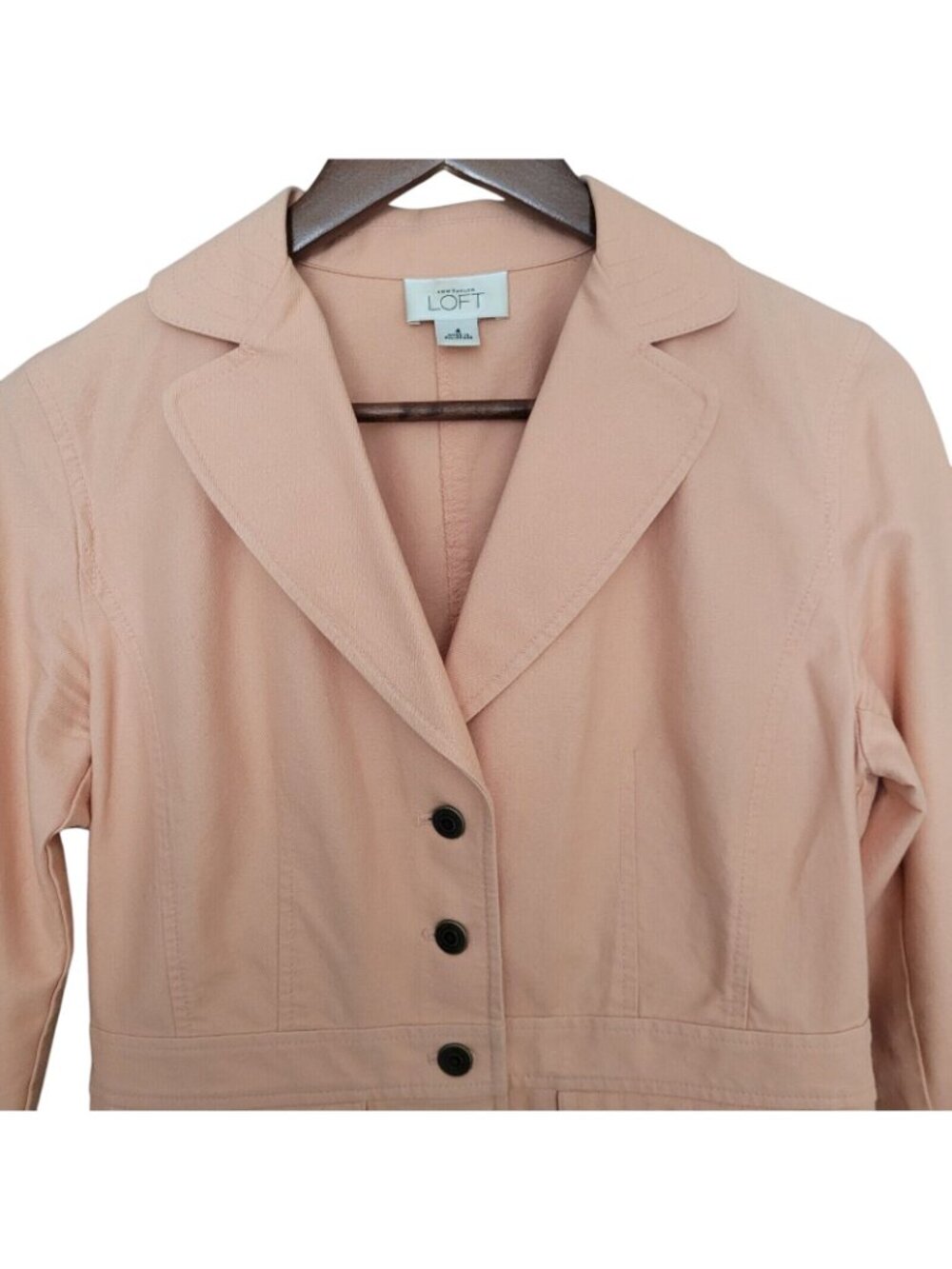 Ann Taylor Loft Lightweight Jacket Womens Size 4 Peach Pockets 3 Button Casual - Picture 3 of 12